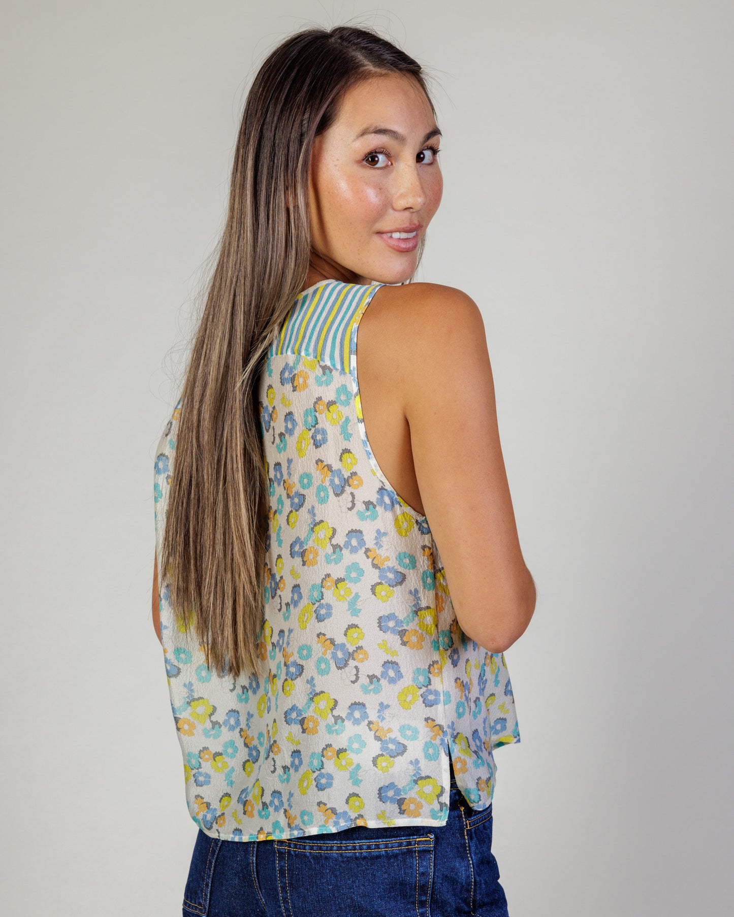 Vintage SUNO Printed Silk Top