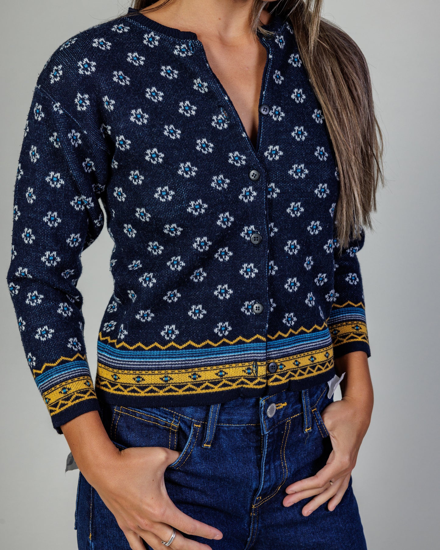 Vintage 1990s Printed Cardigan