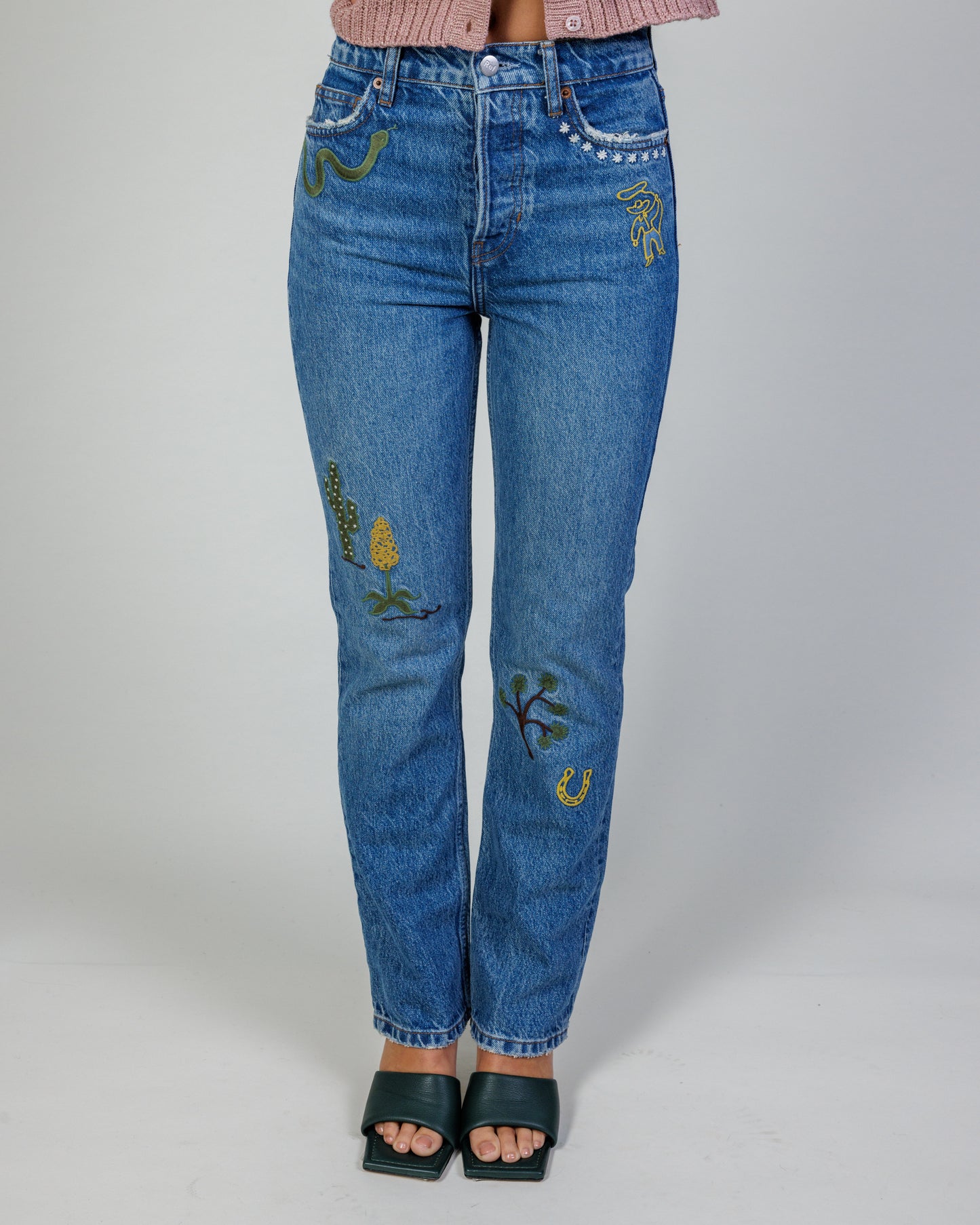 Reformation Cowboy Embroidered Jeans