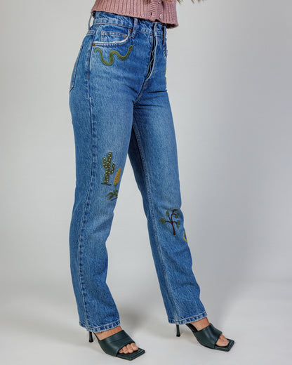 Reformation Cowboy Embroidered Jeans