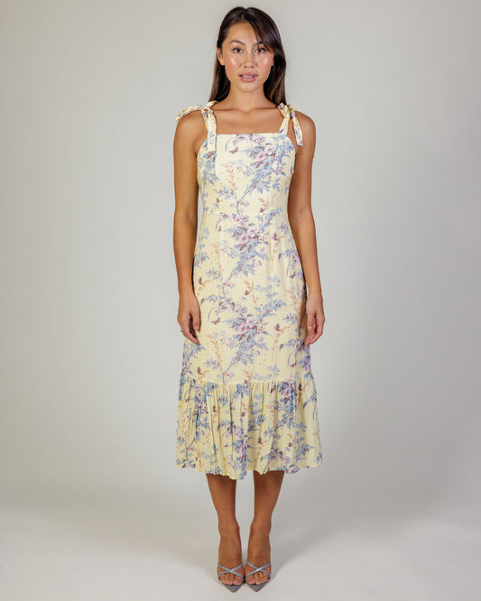 PAIGE Denim Floral Midi Dress