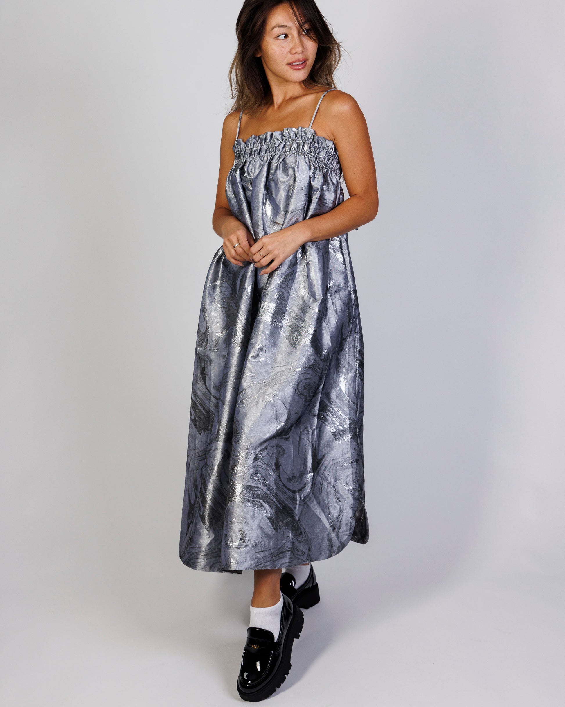 ganni heavy satin maxi dress Ganni Double Satin Halter Neck Maxi Dress