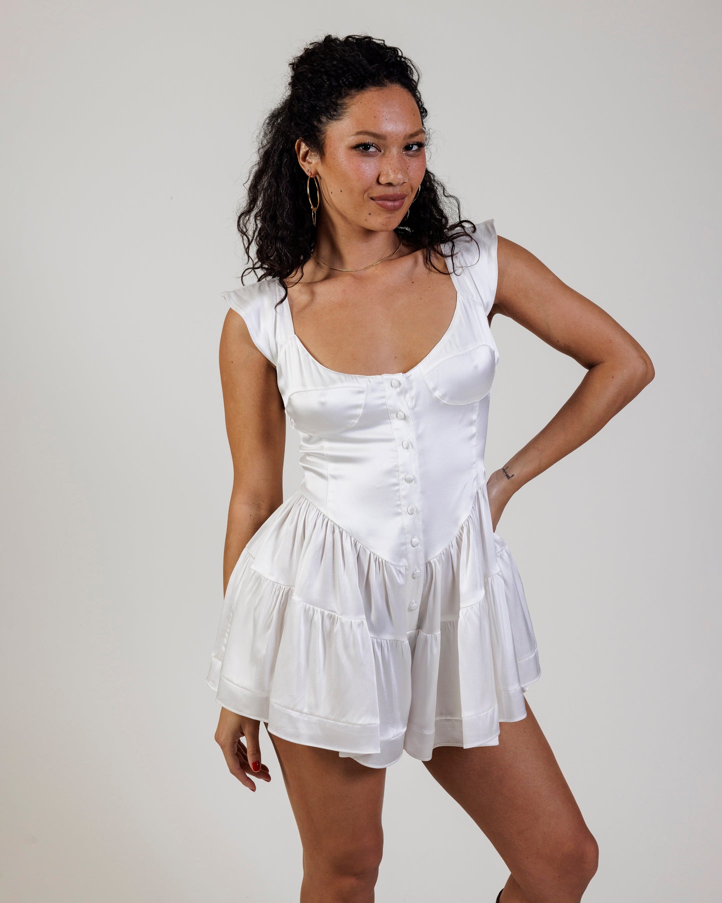 Vanessa Mooney Satin Bustier Romper