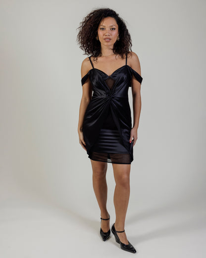 Fleur Du Mal Draped Silk Mesh Dress