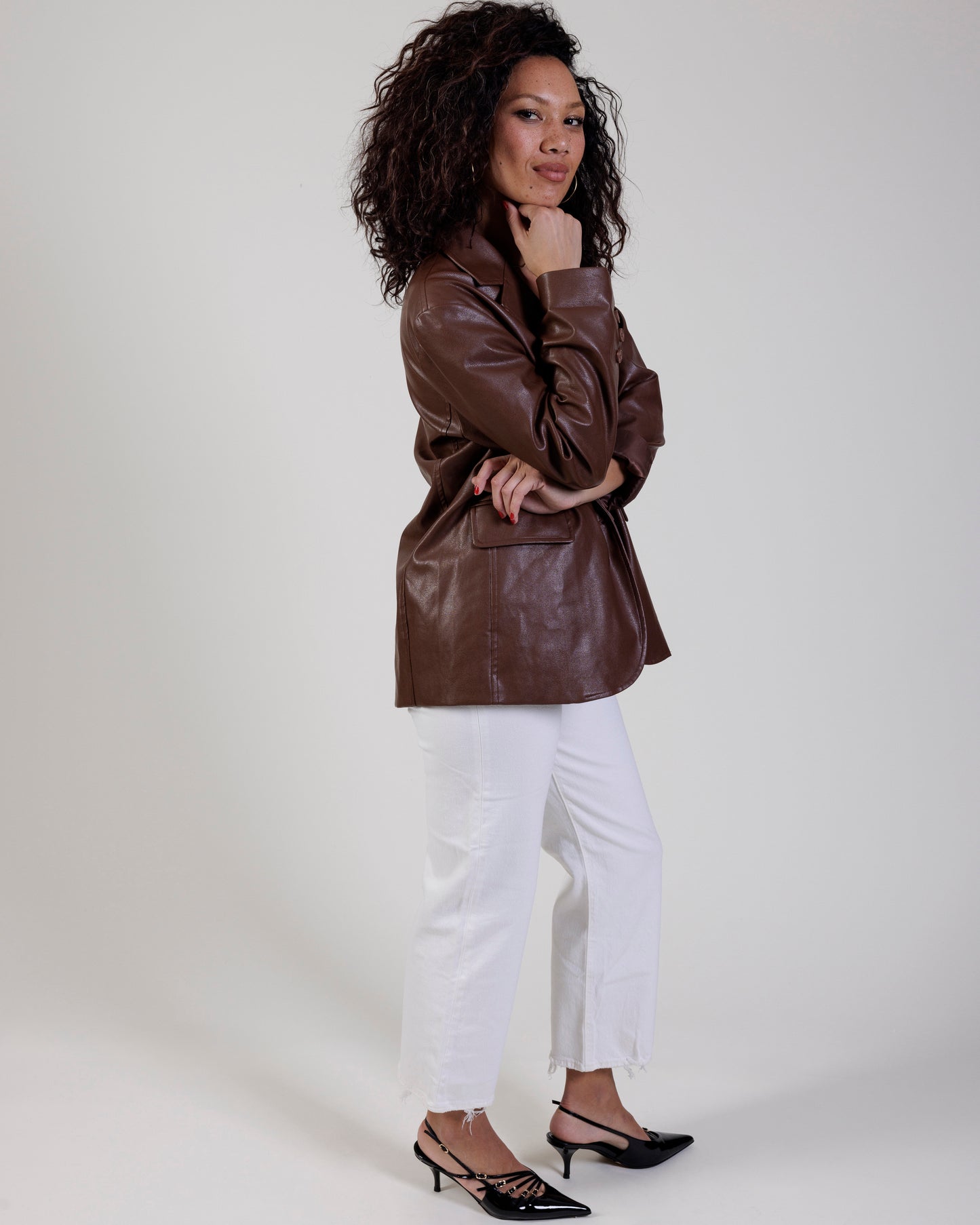 SNDYS Vegan Leather Blazer