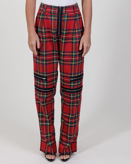 GUIZIO Plaid Zip Trousers