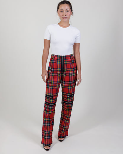 GUIZIO Plaid Zip Trousers