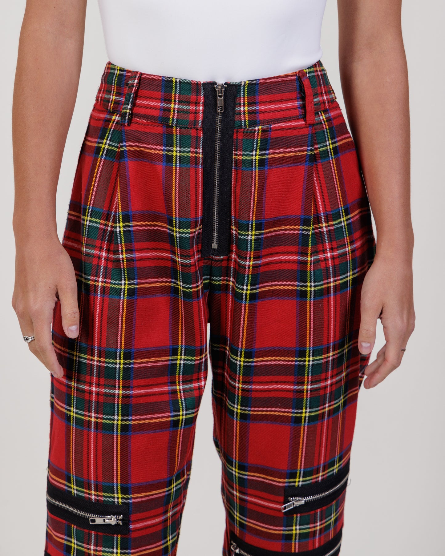 GUIZIO Plaid Zip Trousers