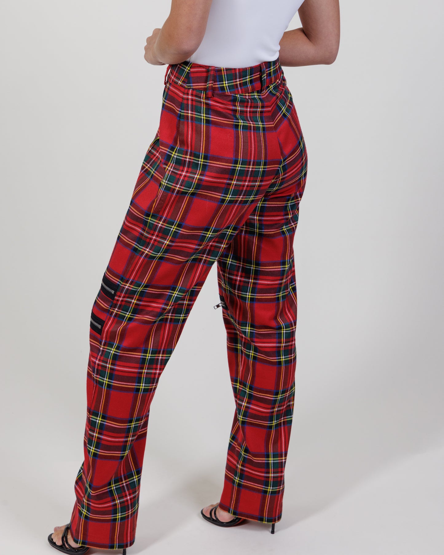 GUIZIO Plaid Zip Trousers