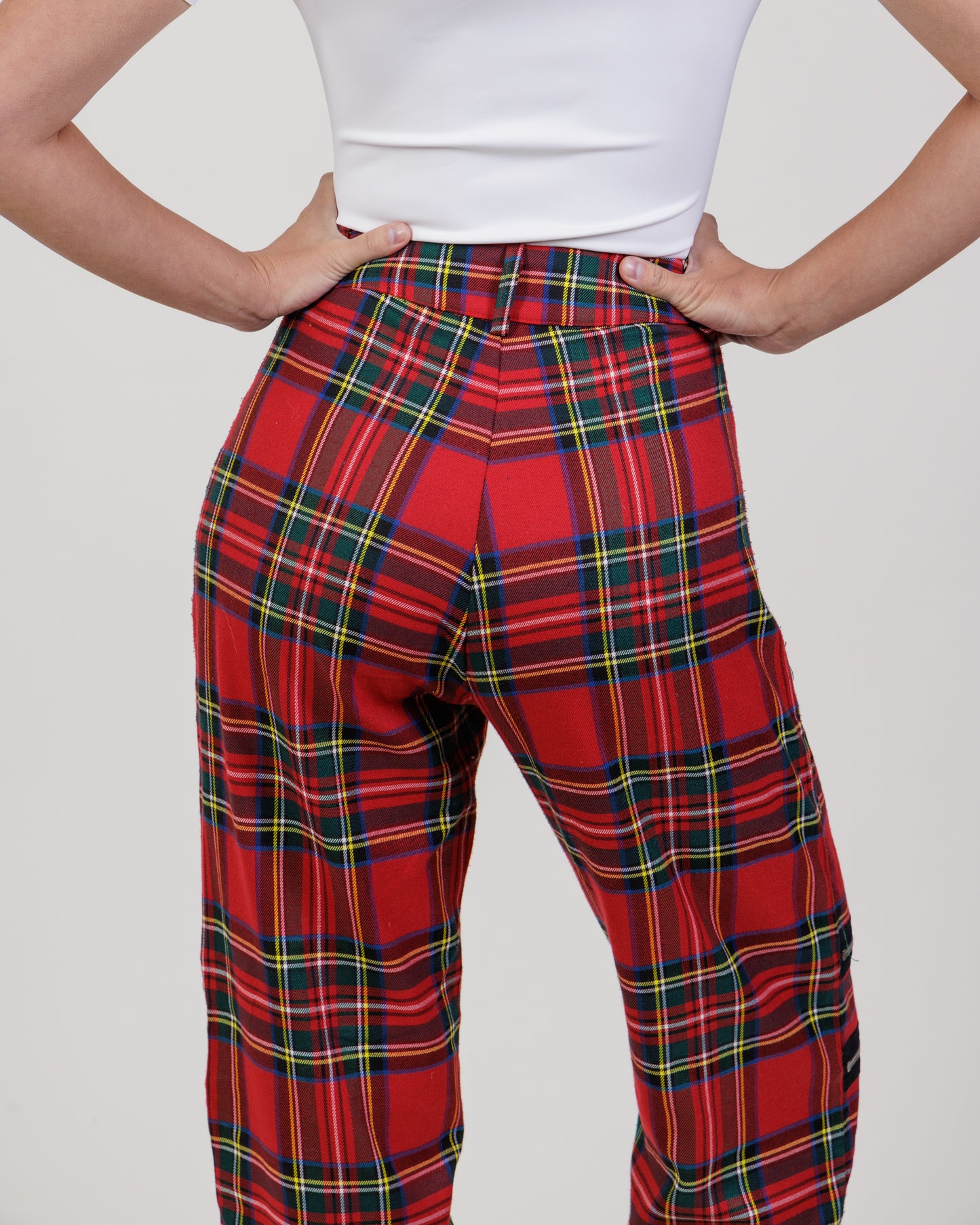 GUIZIO Plaid Zip Trousers