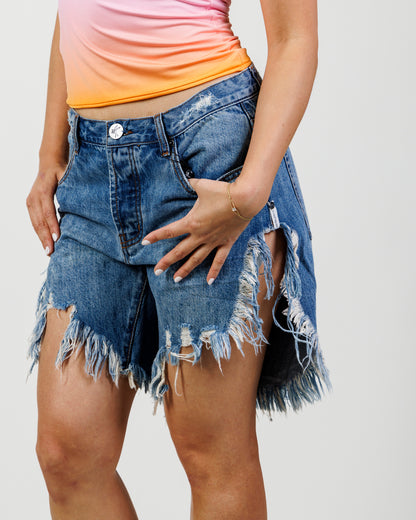 One Teaspoon Ultra Distressed Jean Shorts