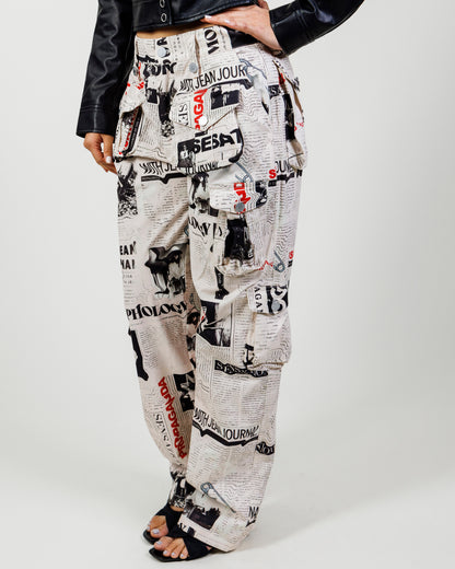 With Jéan Newsprint Cargo Pants