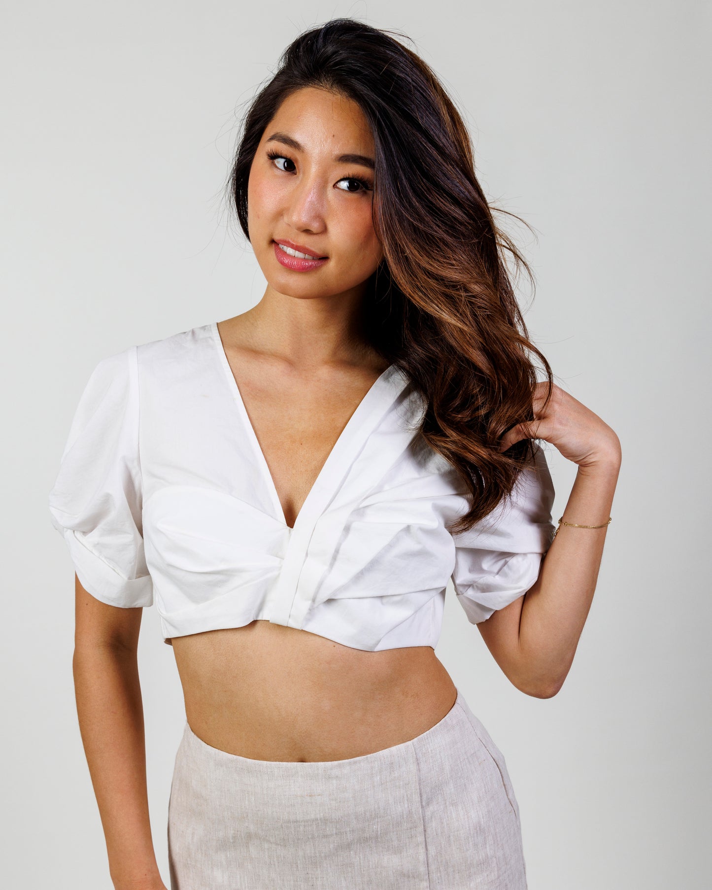 A.L.C. Puff Sleeve Crop Top